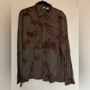 H&M Military Inspired Olive Green with Maroon Tie-Dye design